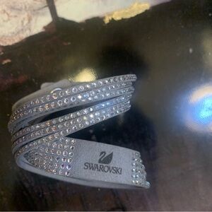 Swarovski Wrap Bracelet Gray Clear Rhinestones Boho Bling Sparkle Choker